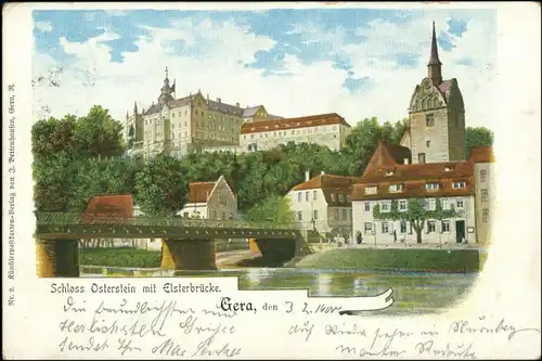 Ansichtskarte Gera Schloß Osterstein, Brücke 1900