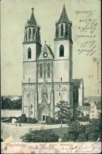 Ansichtskarte Altstadt-Magdeburg Dom - Westseite 1906