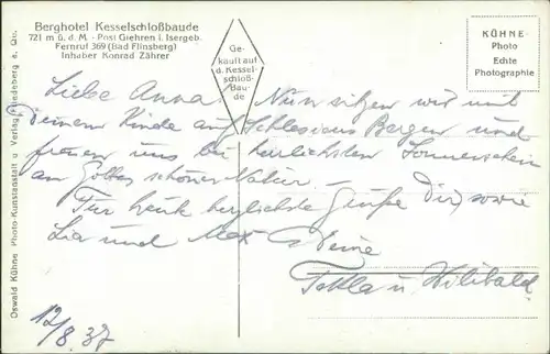 Löwenberg (Schlesien) Lwówek Śląski Restaurant Kesselschloßbaude 1937 