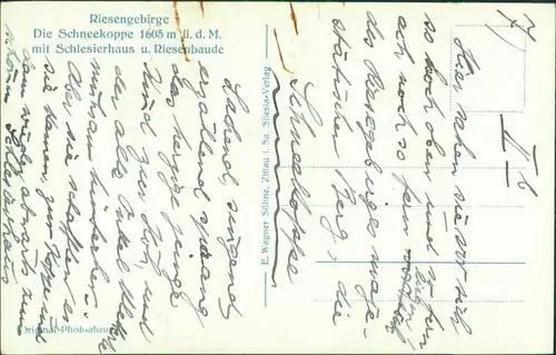 Postcard Krummhübel Karpacz Schneekoppe/Sněžka/Śnieżka 1929