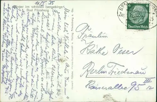 Postcard Bad Flinsberg Świeradów-Zdrój Stadt im Winter 1929