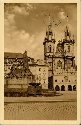 Postcard Prag Praha Hus-Denkmal 1940