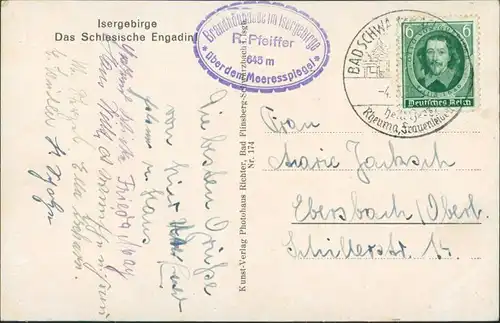 Bad Schwarzbach-Bad Flinsberg Czerniawa-Zdrój Świeradów-Zdrój Brandhöhbaude 1935