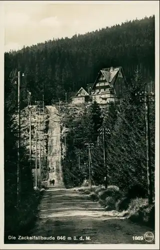 Postcard Schreiberhau Szklarska Poręba Straße zur Zackelfallbaude 1930