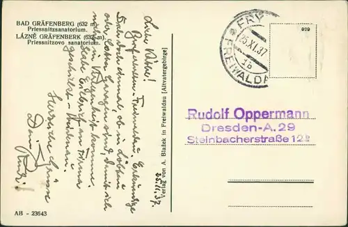 Bad Gräfenberg-Freiwaldau Lázně Jeseník Jeseník Blick auf das Kurhaus 1930