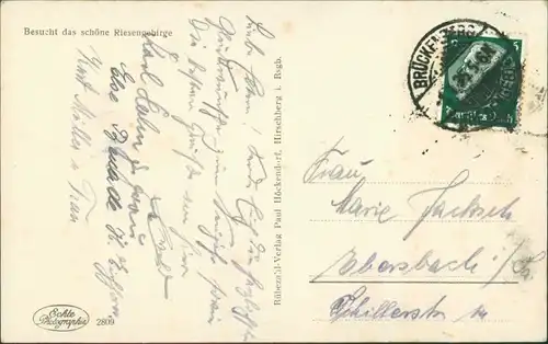 Postcard Krummhübel Karpacz Schlingelbaude - Winter 1936