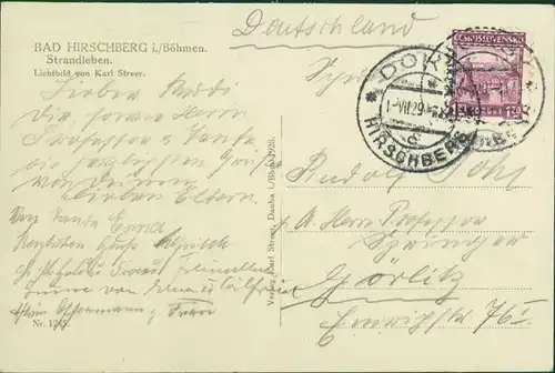 Postcard Hirschberg am See Doksy Strandleben, Strandkorb 1928