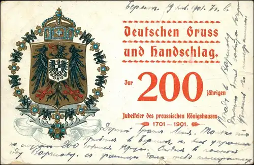 Ansichtskarte  Heraldik AK 200 Jahre preussisches Königshaus 1901