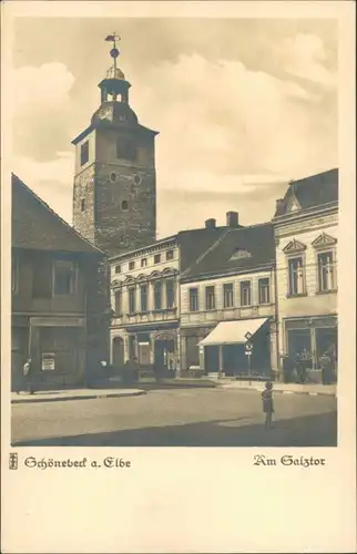 Ansichtskarte Schönebeck (Elbe) Am Salztor - Geschäfte 1930