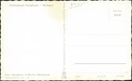 Ansichtskarte Bad Salzelmen-Schönebeck (Elbe) Kurhaus 1958