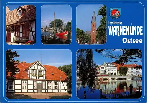 .Mecklenburg-Vorpommern  Warnemünde, Ostsee, Mehrbild-AK 5 Foto-Ansichten 2003
