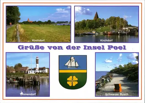 .Mecklenburg-Vorpommern Insel Poel, Grusskarte, Wappen,  Timmendorf,   1998