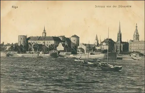 Postcard Riga Rīga Ри́га Schloß und Hafen 1915 