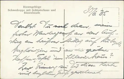 Postcard Krummhübel Karpacz Schneekoppe/Sněžka/Śnieżka 1935