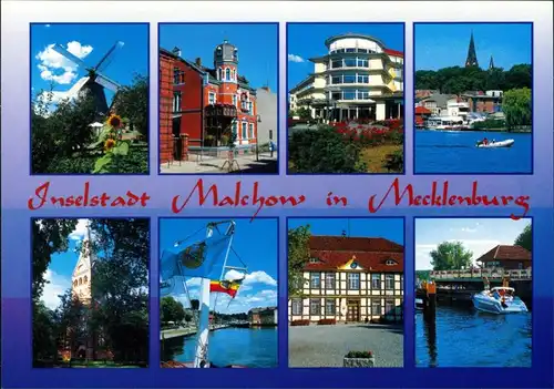 Malchow (Mecklenburg) color Mehrbildkarte mit 8 Echtfoto-Ansichten,  2002