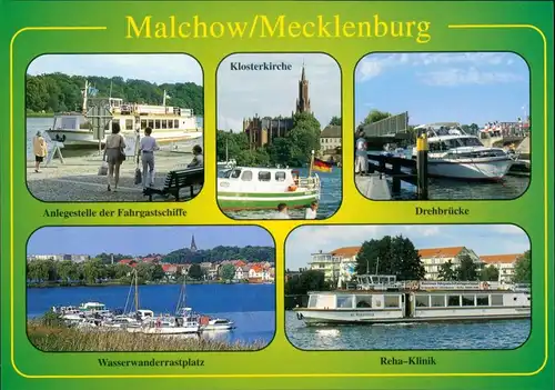 Malchow (Mecklenburg) color Mehrbildkarte  Reha-Klinig, Klosterkirche,  2002