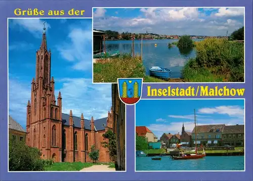 Malchow (Mecklenburg) Inselstadt Malchow, 3-fach Mehrbildkarte ungelaufen 2001