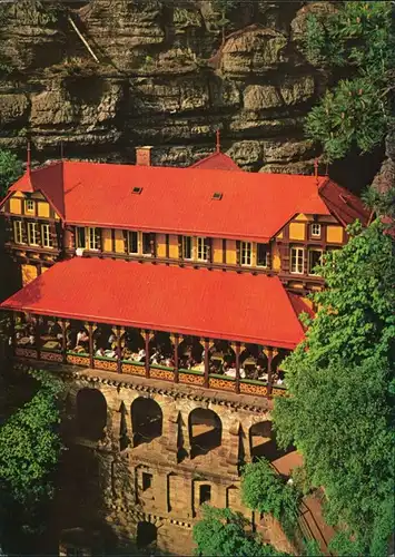 Herrnskretschen Hřensko  Hotel Sokolí hnízdo/CSSR Postkarte Hotel Ansicht 1984