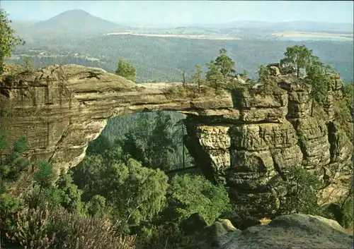 Tetschen-Bodenbach Decín DĚČÍN  brána/Felsen Brücke,  CSSR Postkarte 1989