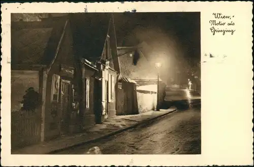 Ansichtskarte Grinzing-Wien Straße bei Nacht 1936