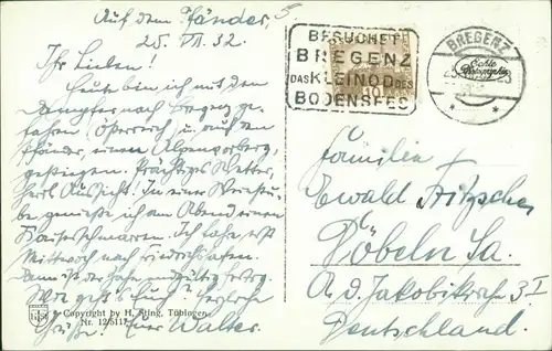 Ansichtskarte Bregenz Luftbild Pfänderspitze 1932