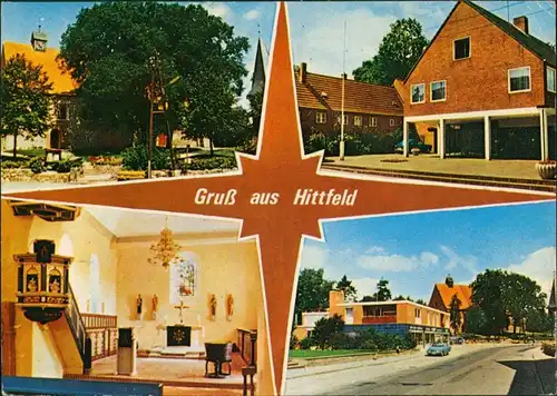 Hittfeld-Seevetal Gruss-Aus-Mehrbild-AK, Kirche, Plätze, Strassen Partie 1965 