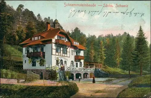 Ansichtskarte Kirnitzschtal-Sebnitz Schrammsteinebaude 1907