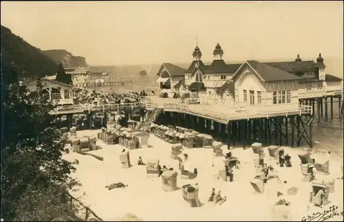 Ansichtskarte Sellin Strand, Familienbad, Seebrücke 1919