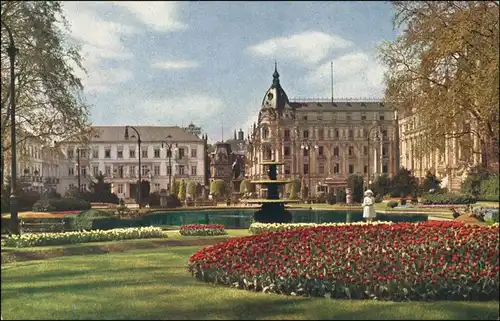 Ansichtskarte Wiesbaden Kaiser Friedrich Platz (Echtfarben) 1918
