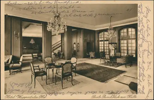 Ansichtskarte Barmen-Wuppertal Hotel Wuppertaler Hof am Bahnhof Diele 1927