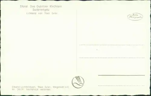 Postcard Salesel Dolní Zálezly Dubitzer Kirchlein 1934