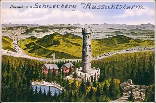Postcard Tetschen-Bodenbach Decín Hoher Schneeberg - Künstler AK 1926