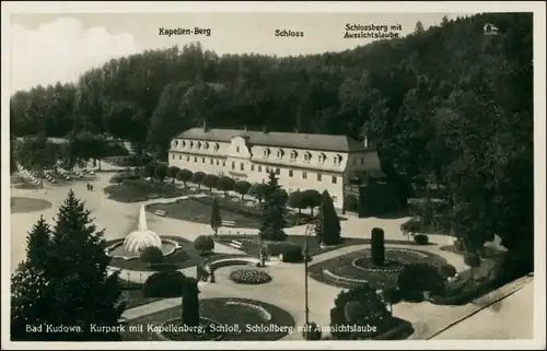 Postcard Bad Kudowa Kudowa-Zdrój Kurpark, Schloss 1937