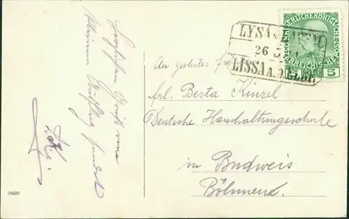 Postcard Lissa (Elbe) Lysá nad Labem Stadt (gel. Landpoststempel) 1911
