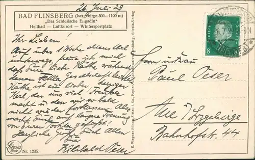 Postcard Bad Flinsberg Świeradów-Zdrój Stadtblick 1928