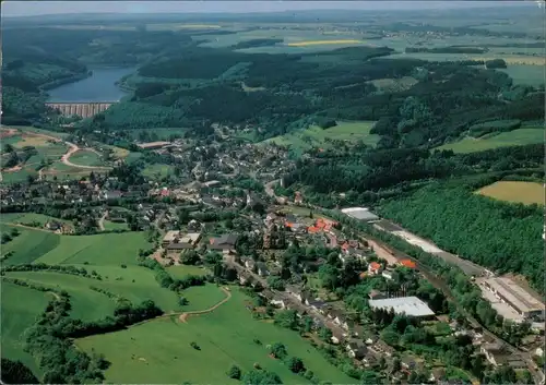 Hellenthal Luftbild, Fliegeraufnahme mit Olef-Talsperre, frankierte AK 1995 