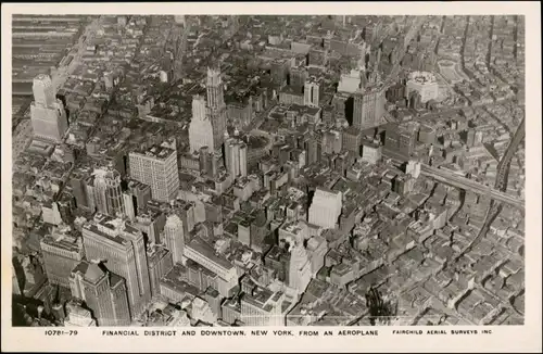 Postcard Manhattan-New York City Luftbild Aero 1932