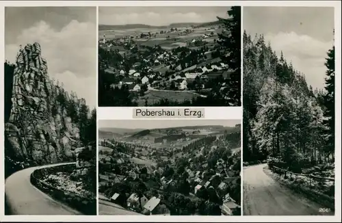Ansichtskarte Pobershau-Marienberg im Erzgebirge Mehrbild: Stadtansichten 1937