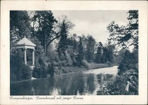 Donaueschingen Donau-Tempel mit "junger Donau", Fluss Partie, ungelaufen 1934 