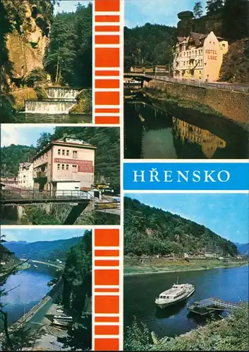 Postcard Herrnskretschen Hřensko MB: Hotel, Stadt 1980