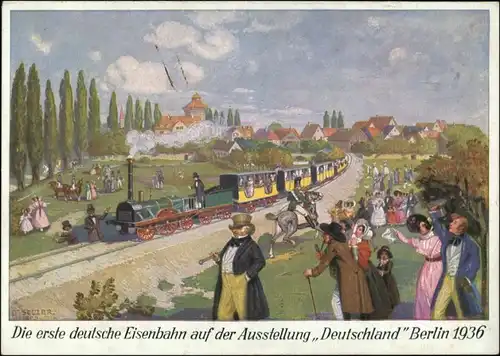 Ansichtskarte Berlin Künstlerkarte Eisenbahnausstellung 1936