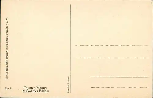 Ansichtskarte  Künstlerkarte: Quinten Massys-Männliches Bildnis 1929