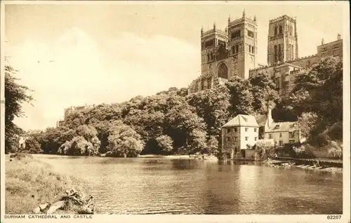 Postcard Durham River and Castle 1953 