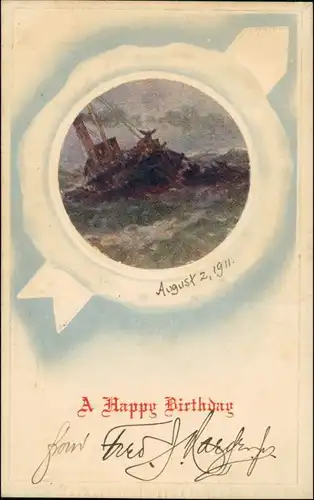 Happy Birthday Geburtstag US-Postage, Postcard Cancel New York 1911 Prägekarte