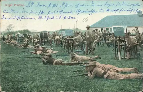  TARGET PRACTISE/Soldaten bei Schiess-Übung, US Vintage Postcard, Amerika 1912 