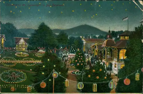 Postcard Bad Salzbrunn Szczawno-Zdrój Iluminierte Kuranlagen 1913 