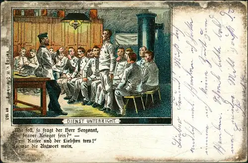 Ansichtskarte  Militaria Litho: Dienst Unterricht 1907