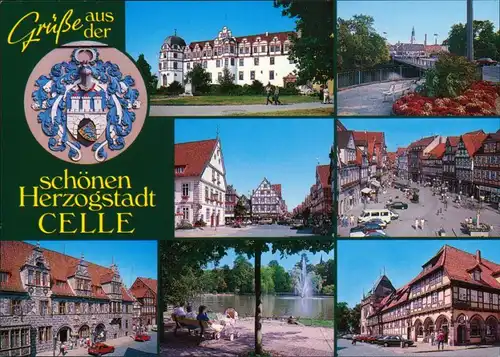 Ansichtskarte Celle Schloss, Markt, Rathaus, Brücke 1995