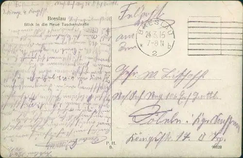 Postcard Breslau Wrocław Taschenstraße - Hotel Kronprinz 1915