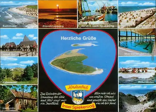 Spiekeroog Badestrand, Abendstimmung, Abfahrt nach Spiekeroog, Island-Hof, Meerwasser-Hallenbad, Dünen und Meer uvm. 1988